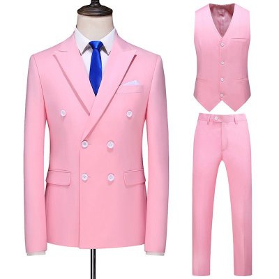 Men Business Wedding Office Solid Color Long Sleeve Lapel Suit Waistcoat Pants Plus Size Sets