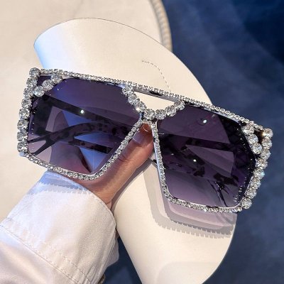 Women Fashion Large Frame Diamond Sunglasses