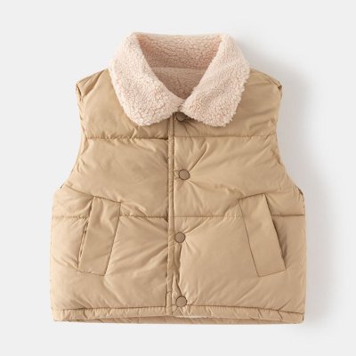 Kids Toddler Unisex Winter Fashion Casual Solid Color Fleeces Sleeveless Lapel Padded Vest