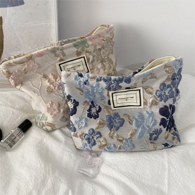 Embossed Flower Cosmetic Bag Large Capacity