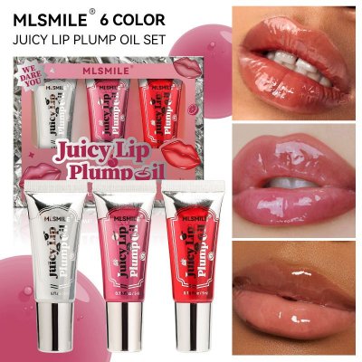 MLSMILE Women Simple Fade Lip Pattern Ball Transparent Lip Oil Set