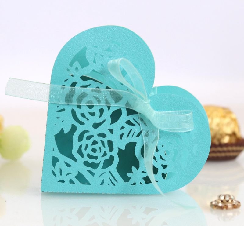 Simple Creative Hollow Rose Bow Ribbon Wedding Candy Packaging Box