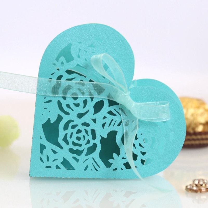 Simple Creative Hollow Rose Bow Ribbon Wedding Candy Packaging Box