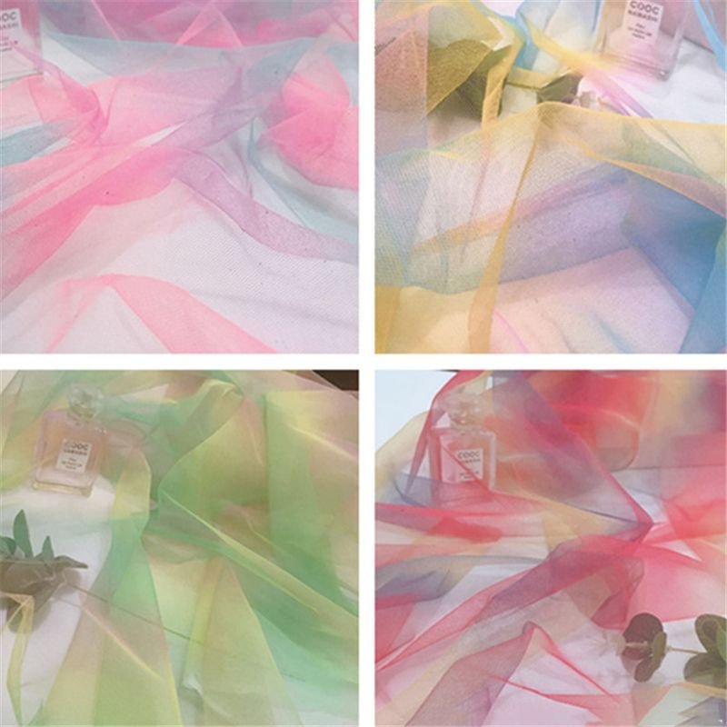 100*150cm DIY Rainbow Gradient Tulle Photography Prop Background Cloth