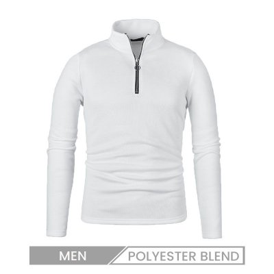 Men Casual Stand Collar Zipper Design Solid Color High Collar Sweatshirt Custom