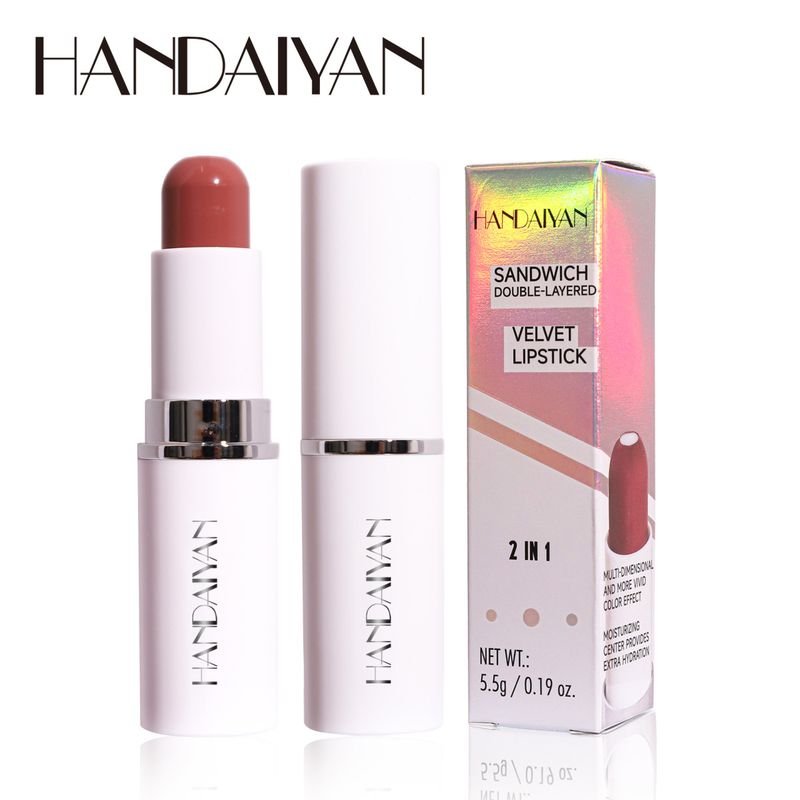 Handaiyan Women Simple Two-In-One Matte Moisturizing 8 Color Sandwich Lipstick