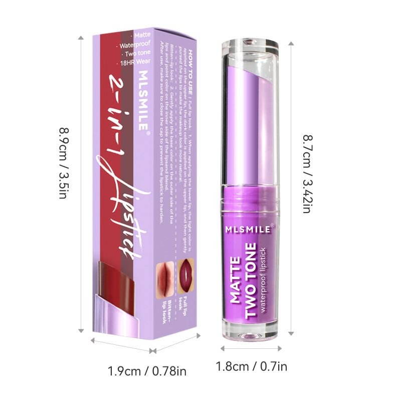 MLSMILE Women Matte Moisturizing Cup Two-Color Lipstick