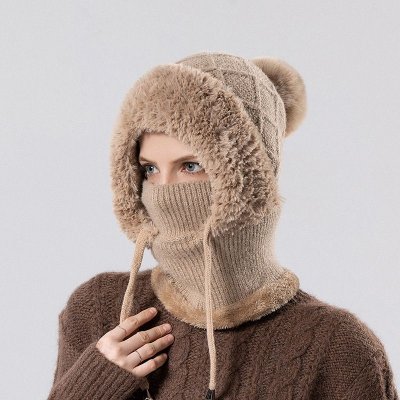 Winter Fleece-Lined Knitted Fluffy Hat