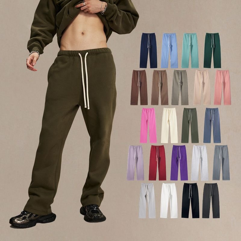 Men Fashion Fleece-Lined Solid Color Sports Casual Pants