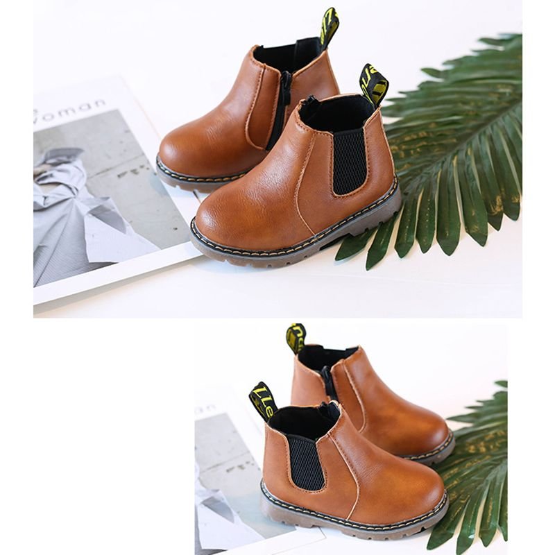 Kids Solid Color PU Boots