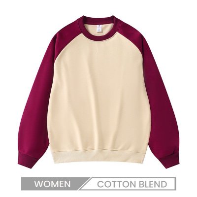 Women Loose Custom Raglan Sleeve Contrast Color Long-Sleeved Sweatshirt