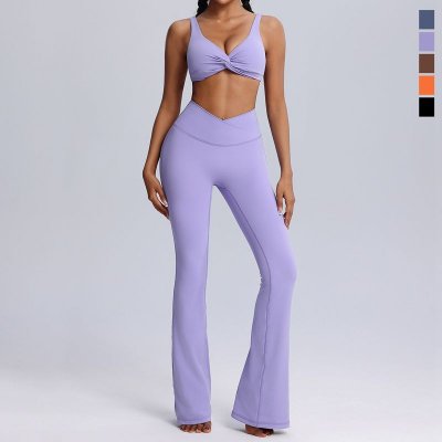 Women Yoga Fashion Solid Color Sports Two-Piece Set