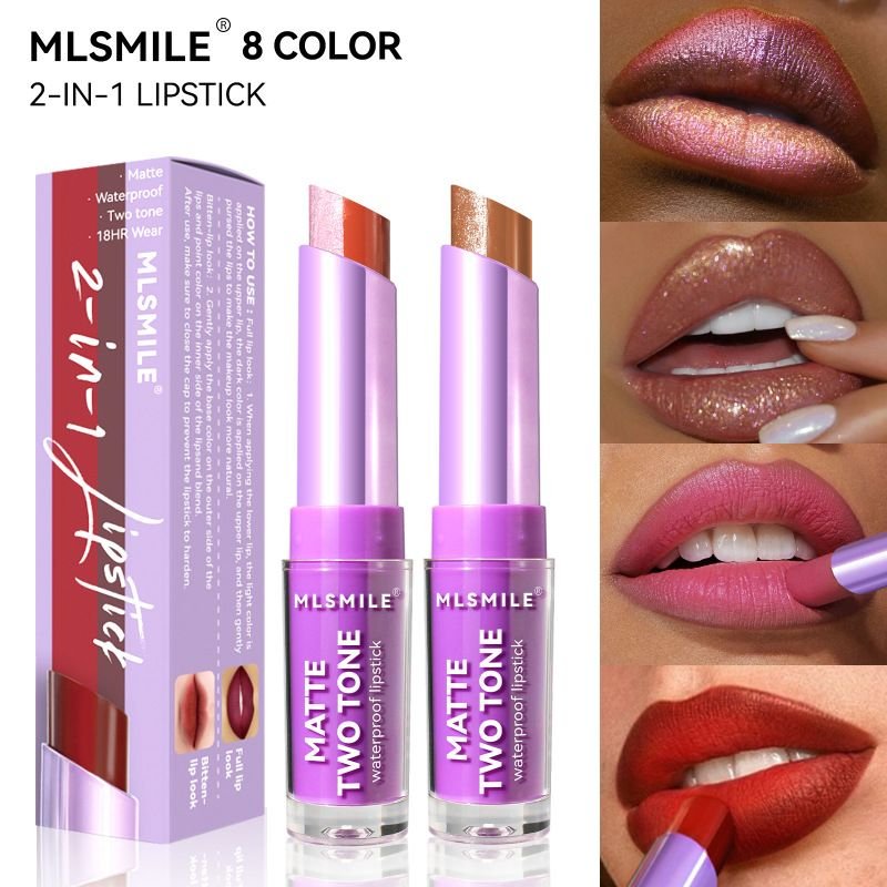 MLSMILE Women Matte Moisturizing Cup Two-Color Lipstick