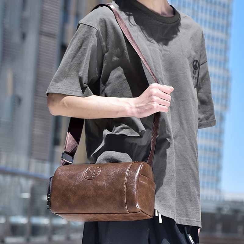 Men Fashion Casual Commuter Barrel Crossbody Bag