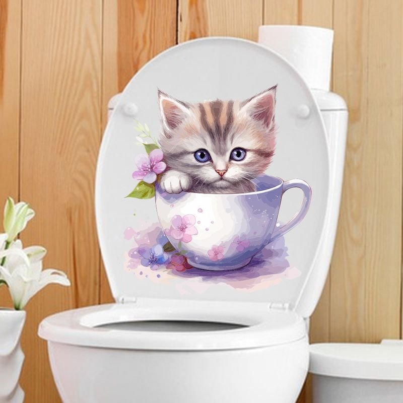 Simple Home Cute Cat Elephant Toilet Toilet Sticker