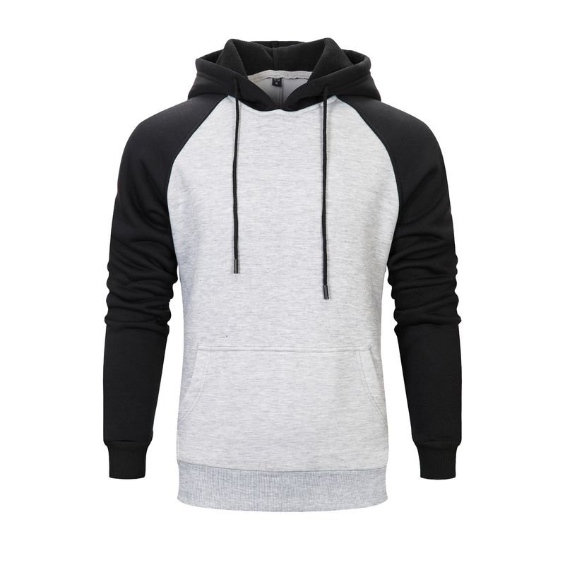 Men Casual Contrast Fleece Pullover Hoodie Custom