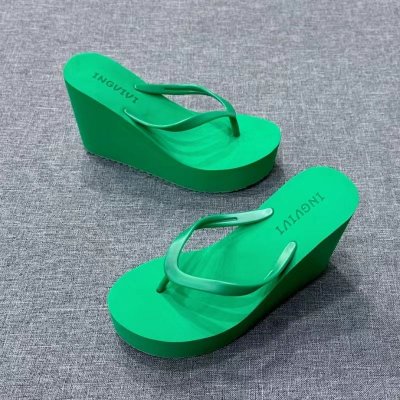 Summer Women Fashion Casual Solid Color Platform Thick-Soled Flip Flops