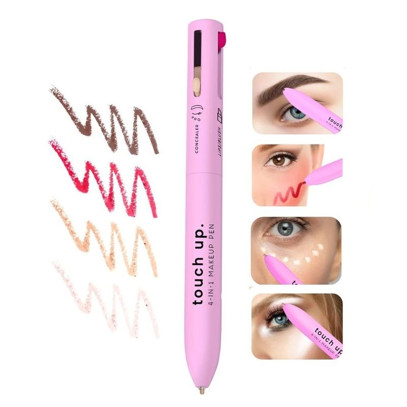 OEM Women Non-Blooming Four-Color Lip Line High-Gloss Eyeliner Eyebrow Pencil 4 In 1 Makeup Pen