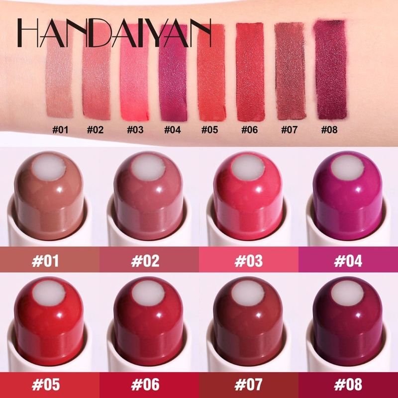 Handaiyan Women Simple Two-In-One Matte Moisturizing 8 Color Sandwich Lipstick