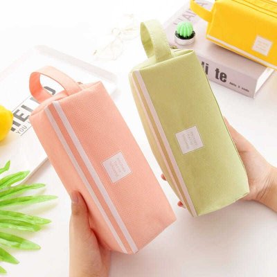 Simple Large Capacity Double Layer Oxford Cloth Pencil Bag Student Stationery