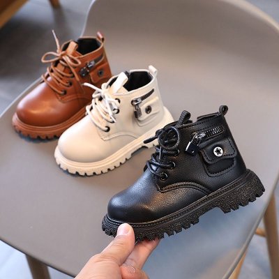 Winter Children Fashion Solid Color Lace-Up Boots