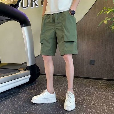 Men Fashion Casual Solid Color Cargo Shorts