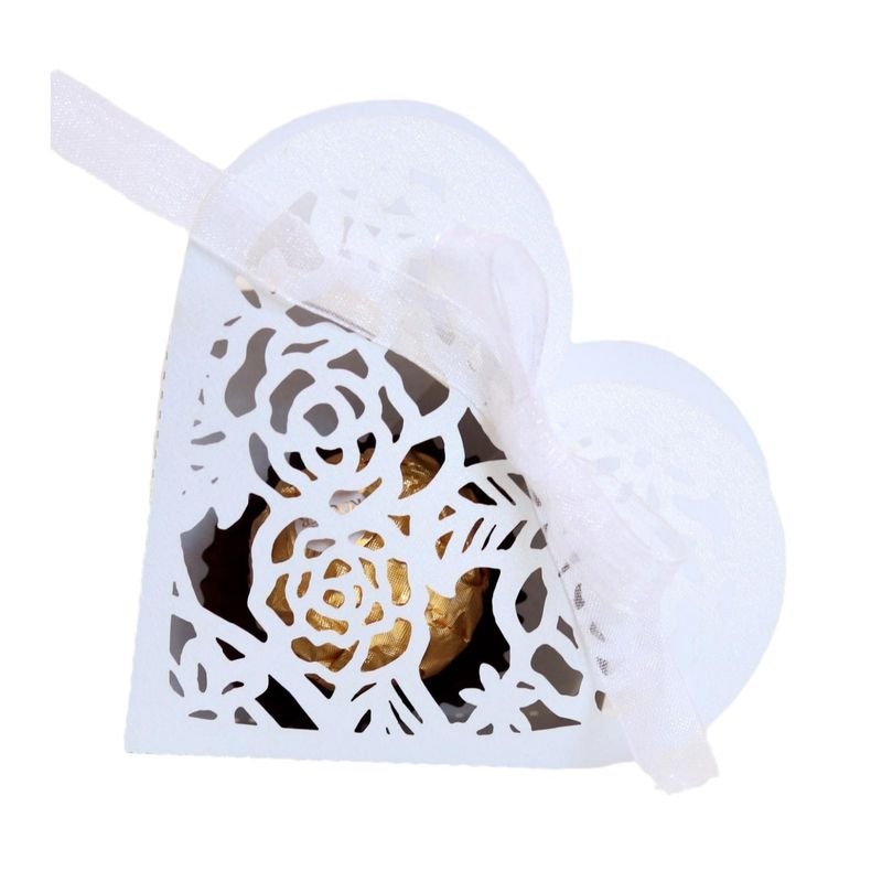 Simple Creative Hollow Rose Bow Ribbon Wedding Candy Packaging Box