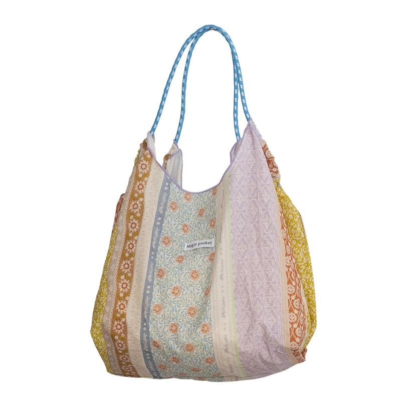 Summer Women Simple Sweet Small Tiny Flower Print Canvas Shopping Tote Bag