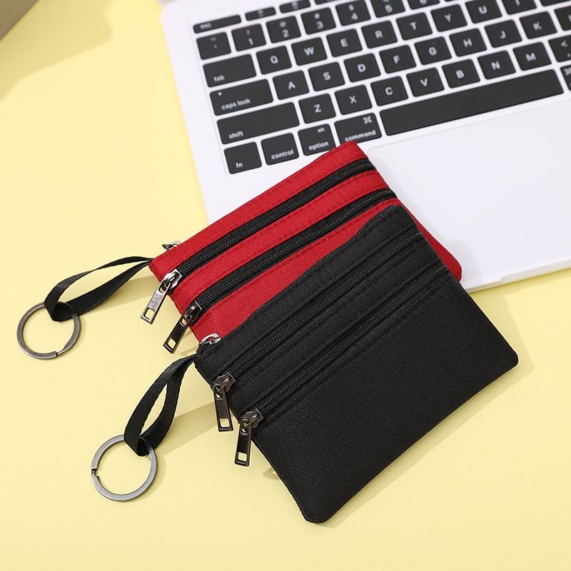 Women Simple Solid Color Multi-Pocket Zipper Wallet