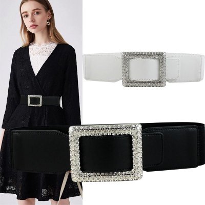 Women Simple Diamond Elastic Wide Waist Seal