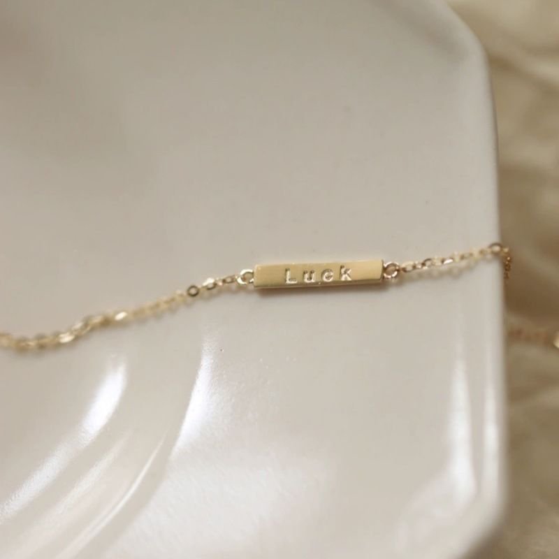 Women Fashion Sterling Silver Luck Letter Bracelet