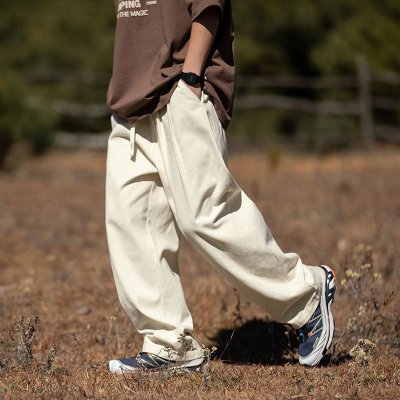 Men Fashion Casual Versatile Solid Color Plus Size Loose Straight Pants