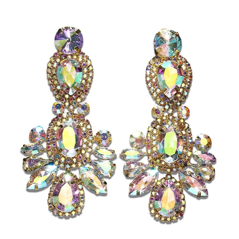 Exaggerated Fashion Color Rhinestone Earrings