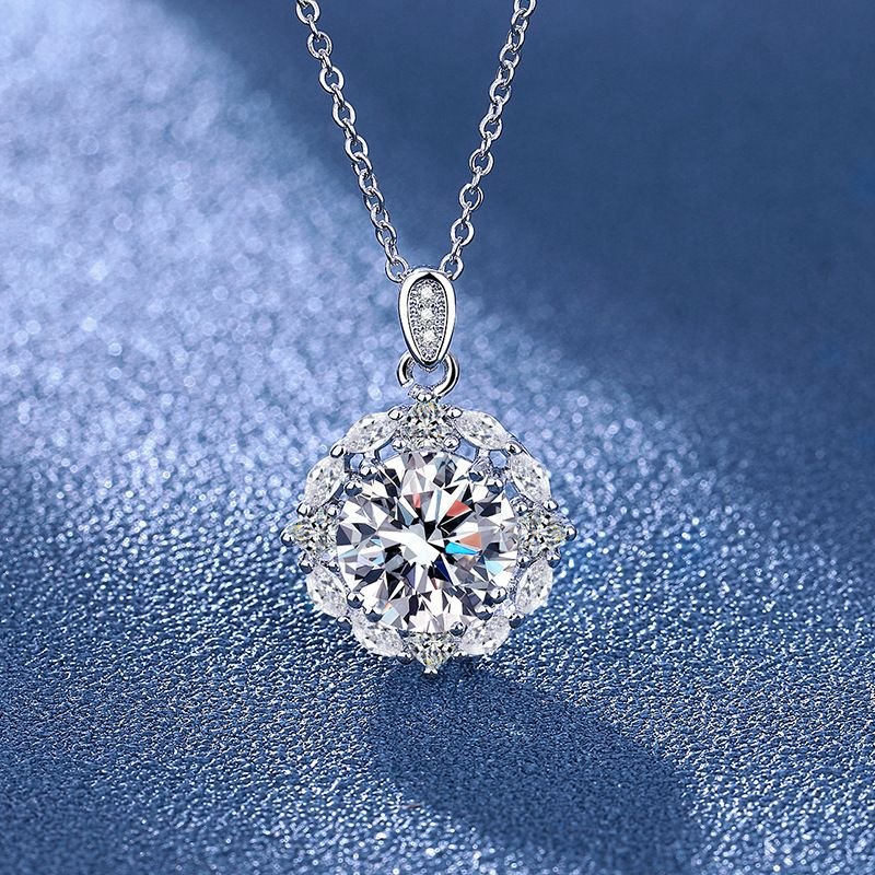 Women Simple Creative Round Rhinestone Pendant Necklace Earrings Ring Jewelry Set