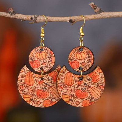 Thanksgiving Pumpkin Wood Earrings