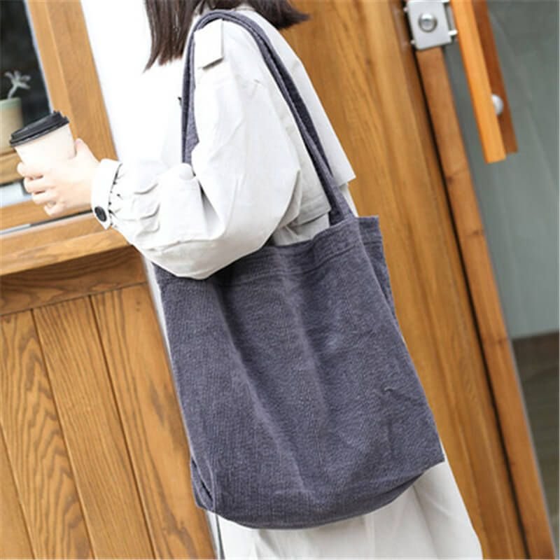 Women Leisure Large Capacity Simple Corduroy Shopping Bag