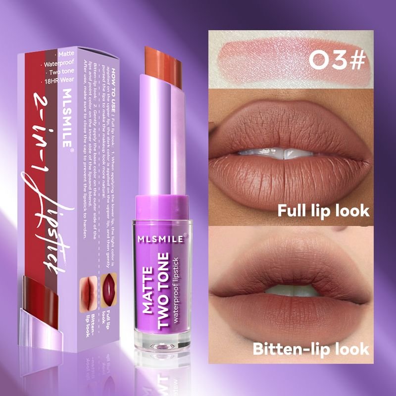 MLSMILE Women Matte Moisturizing Cup Two-Color Lipstick