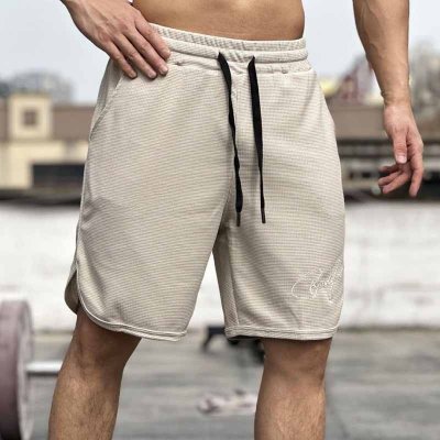 Men Casual Athleisure Waffle Drawstring Waist Shorts