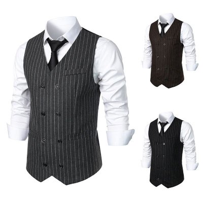 Men Fashion Casual Business Party British Style Stripe Vest