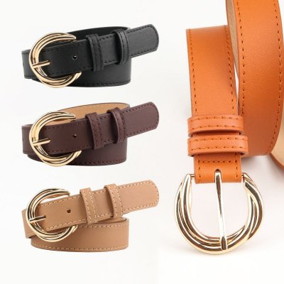 Women Fashion Simple Alloy Pin Buckle PU Belt