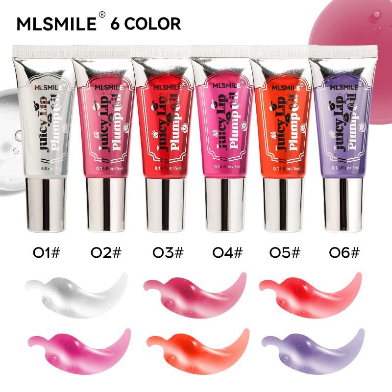 MLSMILE Women Simple Fade Lip Pattern Ball Transparent Lip Oil Set