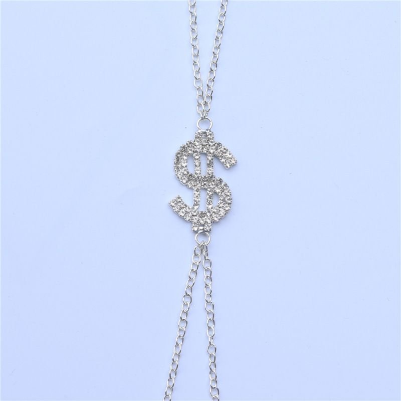 Women'S Fashion Sexy Dollar Breast Support Rhinestone Body Chain