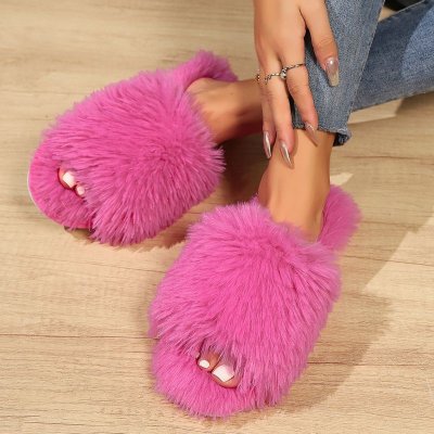 Winter Casual Solid Color Comfortable Plush Slippers