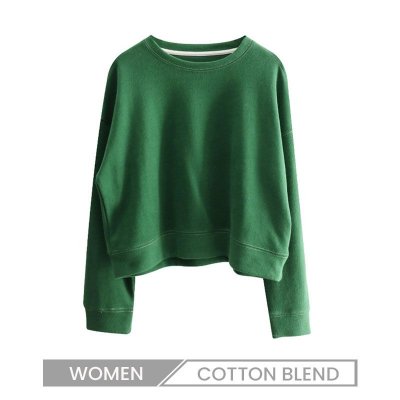 Short Round Neck Overline Women Loose Pullover Casual Long-Sleeved Sweatshirt Custom