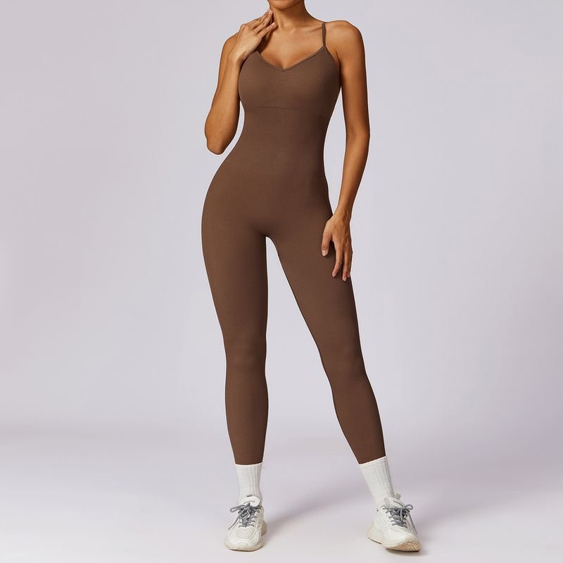 Women Fashion Sexy Cross Backless Tight Hip Sports Yoga Jumpsuits