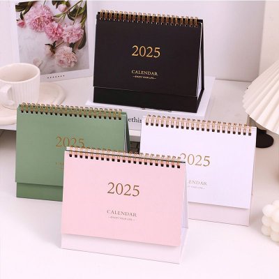 2025 Simple Solid Color Plan Desktop Office Decoration English Calendar