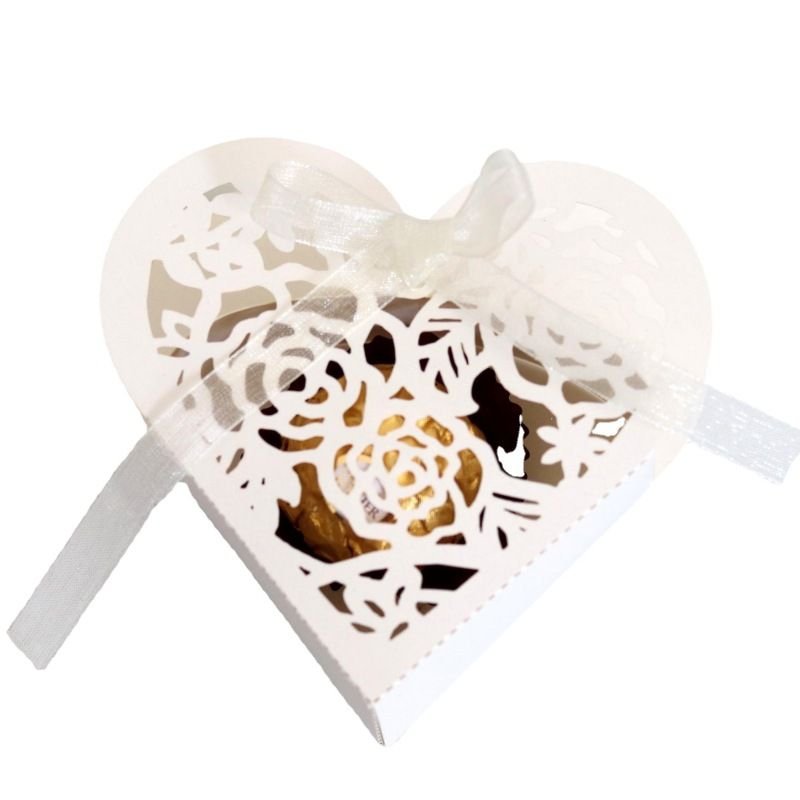 Simple Creative Hollow Rose Bow Ribbon Wedding Candy Packaging Box