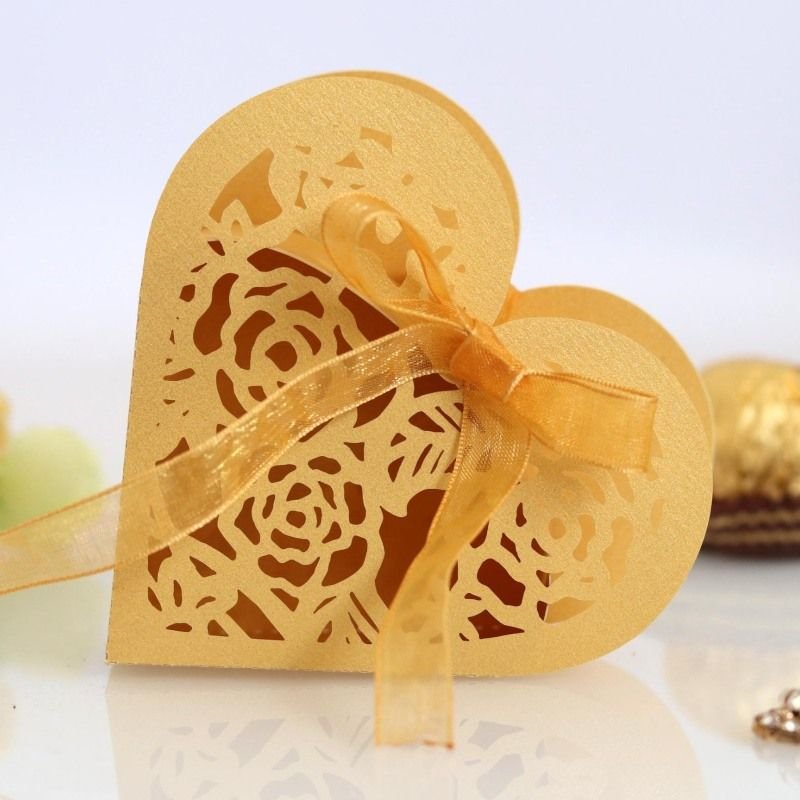 Simple Creative Hollow Rose Bow Ribbon Wedding Candy Packaging Box