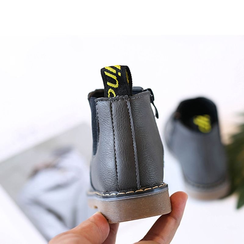 Kids Solid Color PU Boots