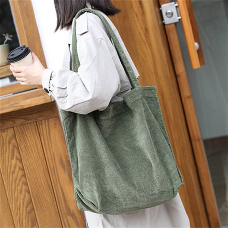 Women Leisure Large Capacity Simple Corduroy Shopping Bag